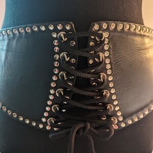 ATASH Vintage Handmade Black Leather Corset Belt